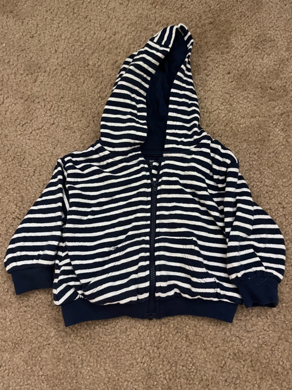 Marks & Spencer Navy and White Striped Hooded Zip Jacket for Babies